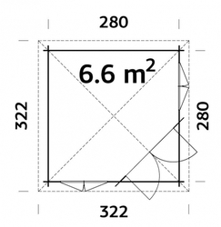 Zahradní domek MELANIE 6,9 m2 300 x 300 cm tl. 44 mm