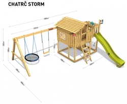 Dětský domeček Monkey´s Home Chatrč pirát Storm s houpačkami - modré .