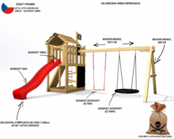 Dětské hřiště Monkey´s Home Malý pirát RED s modrou skluzavkou Dětské hřiště Monkey´s Home Malý pirát RED s modrou skluzavkou